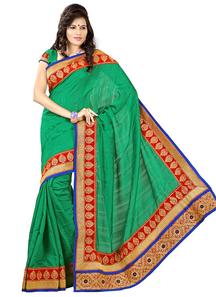 Fascinating green bhagalpuri silk saree