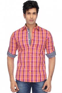Celio-Mens Full Sleeves Slim Fit Casual Check Shirt