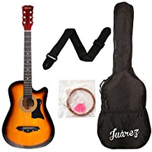 Juarez JRZ38C 6 Strings Acoustic Guitar 38 Inch Cutaway, Right Handed, 3TS Sunburst with Bag