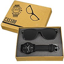 CASADO Ultra Black Slim Watch and Matte Black Sunglass 168x1