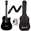Juarez Acoustic Guitar, 38 Inch Cutaway, 038C With Bag, Strings, Pick And Strap, Blackby