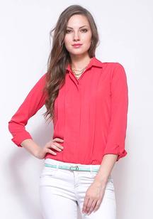 Chic Pleat Shirt - Salmon