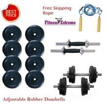 12 Kg Adjustable Fitness Extreme Rubber plates + Dumbells Rods 14 inch Star Bolts @ 73% OFF