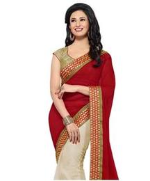 Faux Chiffon And Net Saree With Blouse