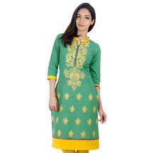 Green Casual Cotton Kurta