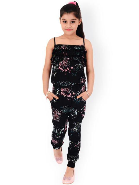 Girls Floral Print Jumpsuit