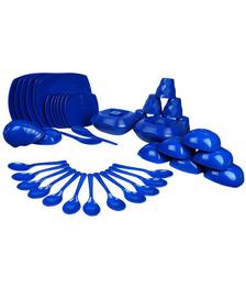 Phulkamatic Polypropylene Square Dinner Set of 48 Pieces - Dark Blue