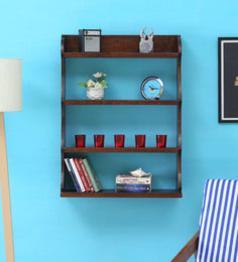 Solid Wood Hand-Made 4 Tier Multi-Purpose Wall Shelf in Provincial Teak Finish