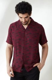 The Souled Store Maroon Printed Shirt