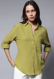 Loose Fit Shirt with Spread Collar