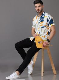 HERE&NOW Men White Printed Casual Shirt
