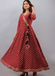 KALINI Ethnic Printed V-Neck Dresses