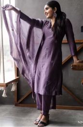 Women V-Neck Straight Kurta Set