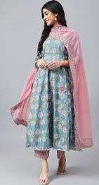 Anarkali Kurta with Pants & Dupatta