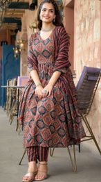 Ethnic Kurta with Trousers & Dupatta