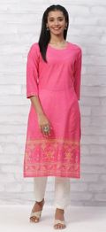 Rangriti Women Pink Straight Kurta