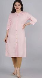 Kipek Pink Cotton Straight Kurta