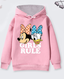 Girls Pink Minnie Mouse & Daisy Duck Printed Hooded Sweatshirt