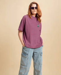 Bewakoof Purple Cotton Printed T-Shirt