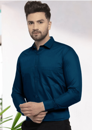 Moda Rapido Men Standard Fit Spread Collar Solid Cotton Formal Shirt