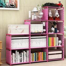 Seshekhu Plastic Metal 9 Shelf Book Organizer Plastic Open Book Shelf 