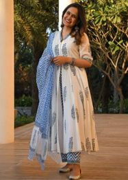 SZN Women Ethnic Motifs Printed Regular Kurta with Trousers And Dupatta