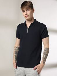 TEAMSPIRIT Men Ribbed Regular Fit Polo T-Shirt