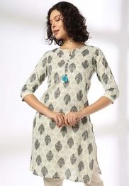 AVAASA MIX N' MATCH Women Geometric Print Straight Kurta