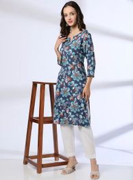 AVAASA MIX N' MATCH Women Floral Print Straight Kurta