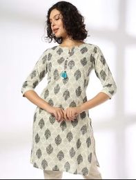 AVAASA MIX N' MATCH Women Geometric Print Straight Kurta