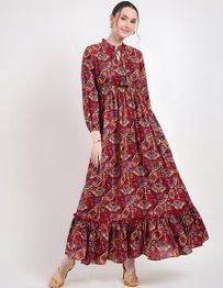 ZWERLON X AG Women Geometric Print Tiered Maxi Dress