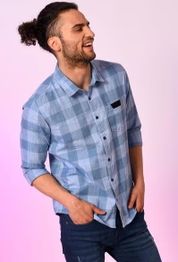 CAMPUS SUTRA Checked Shirt with Patch Pocket