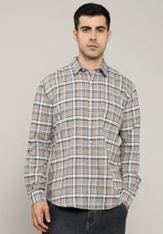 ALPHA TRIBE Men Check Slim Fit Cotton Shirt