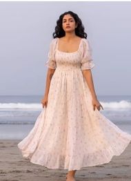 ZWERLON X AG Women Floral Print Square-Neck Fit & Flare Dress