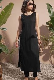 NYRIKA Women Straight Kurta Set with Lace Detail