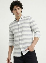 SZN Men Regular Fit Horizontal Stripes Casual Shirt