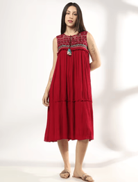 FUSION Women Round-Neck Midi Dress