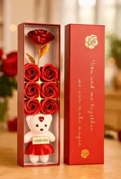 Magic Creation Soft Toy, Artificial Flower Gift Set