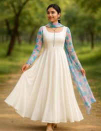 NYRIKA Women Lace Flared Kurta Set