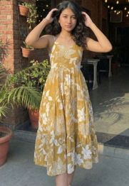 DHAKRE FASHION Floral Print Fit & Flare Midi Dress