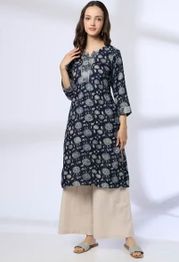  SIYAHI Craft Inspired All-Over Printed Kurta with Zari Couching