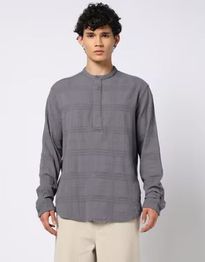 YOUSTA Men Self-Checked Relaxed Fit Shirt