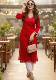  Pjyot by surhi Women Embroidered Thread Work Kurta