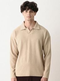 Genzy Men Self Design Polo Collar Relaxed Fit T-shirt