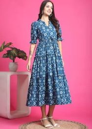 REVANGI Women Floral Print Fit & Flared Dress