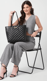 Caprese Black Tilly Large Leather Tote