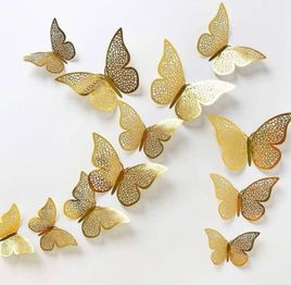 3D Butterfly Gold Pack of 12