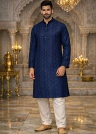 House of Pataudi Embroidered Mandarin Collar Knee Length Straight Kurta