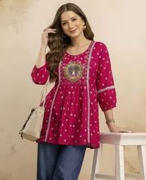NYRIKA Women Embroidered Flared Tunic