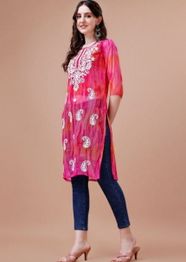 Pailey Embroidered Chikankari Shadow Work Georgette Straight Kurta